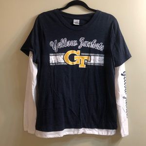 GEORGIA TECH T-shirt. Layered long sleeves. Like new.